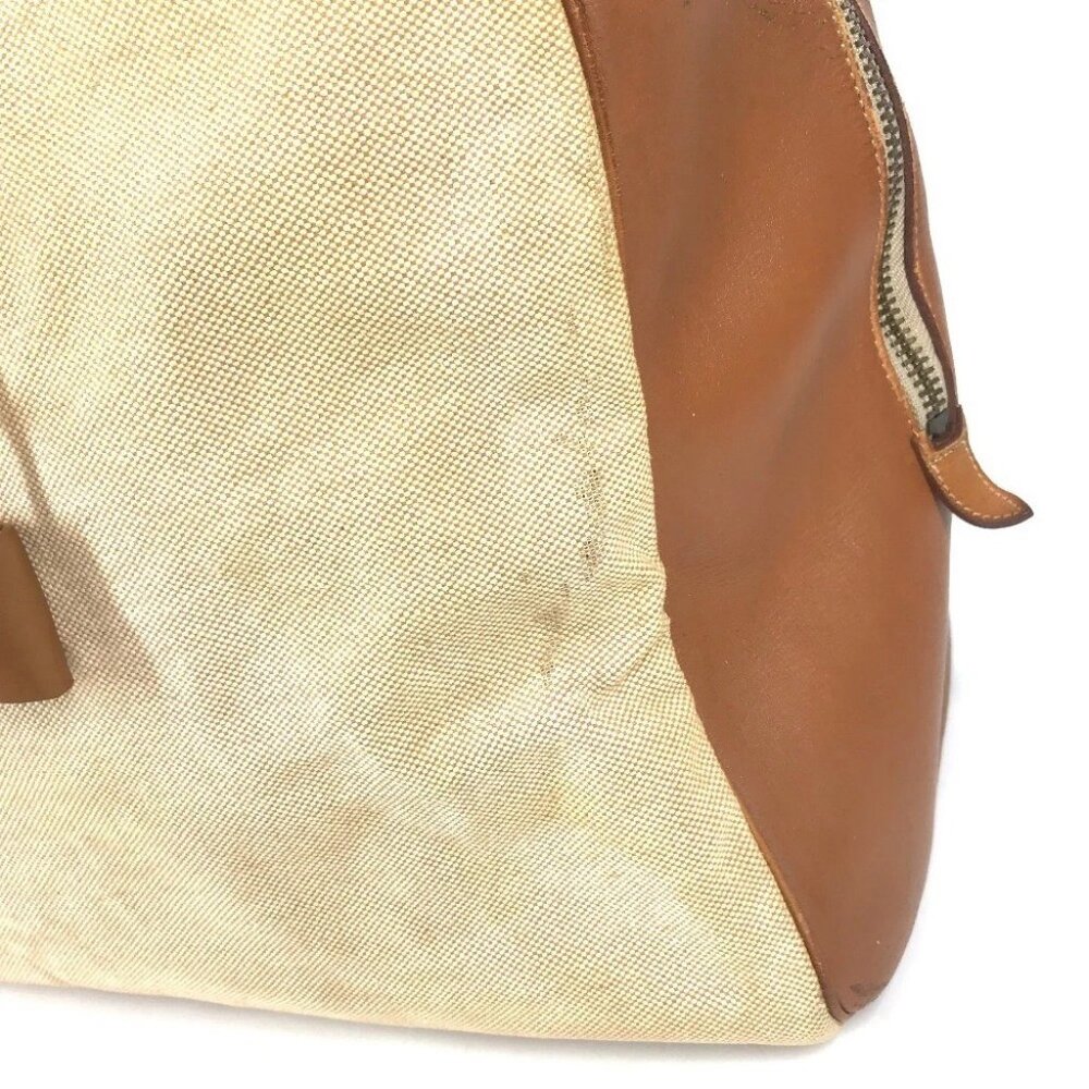 HERMES vintage Victoria 50 Travel Bag Duffle Bag Leather/Canvas Beige/Brown - Picture 10 of 15